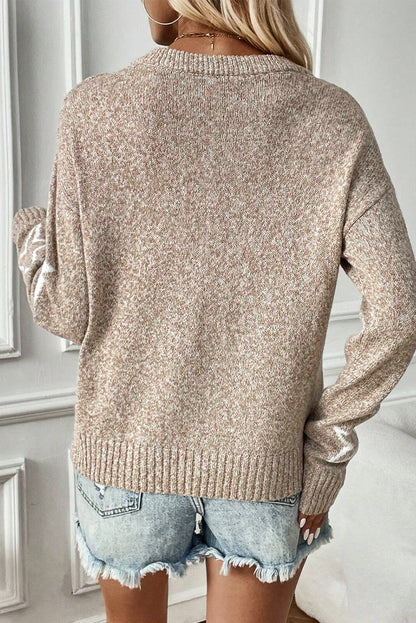 Celestial Chic: Khaki, Gray, Green Sweater
