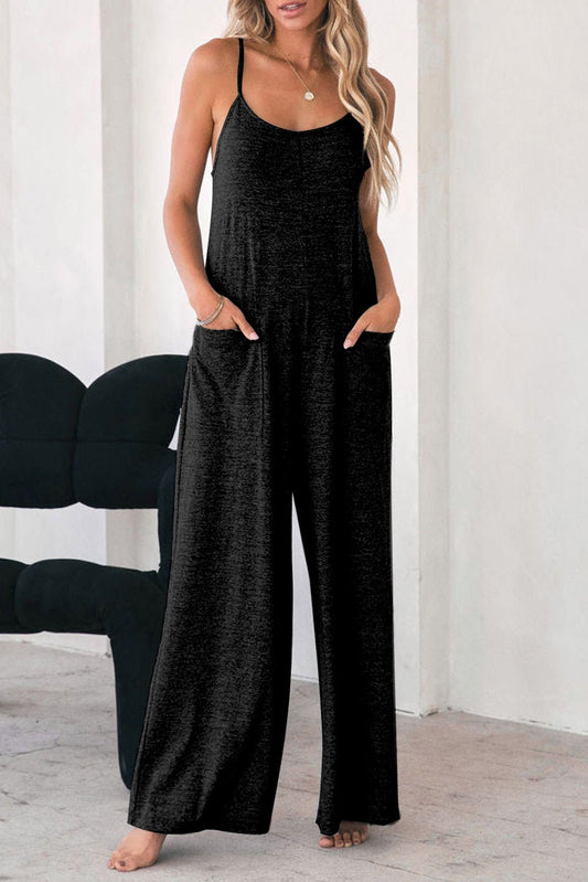 All - Day Elegance: Spaghetti Strap Jumpsuit - The Charming Petite