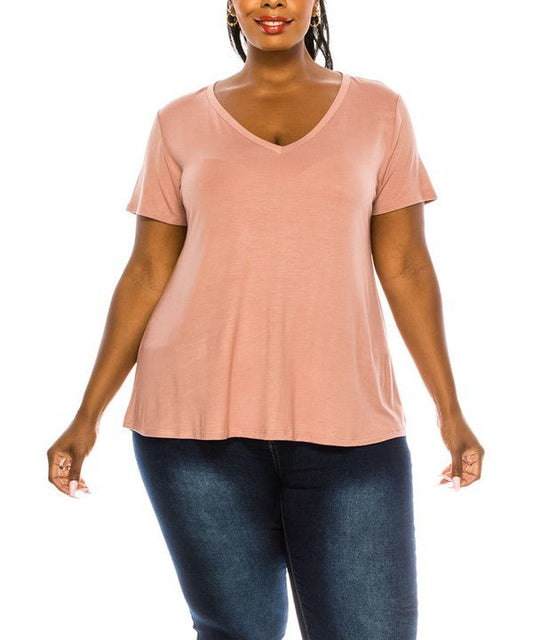 Bamboo V Neck Top: Plus Size Comfort - The Charming Petite