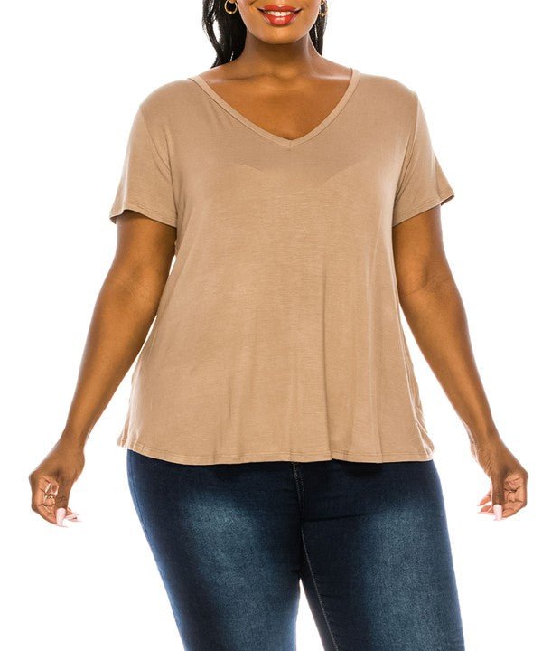 Bamboo V Neck Top: Plus Size Comfort - The Charming Petite
