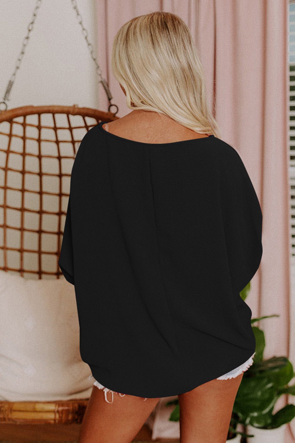 Casual Elegance: Shirred Cuffs Half Sleeve Top - The Charming Petite