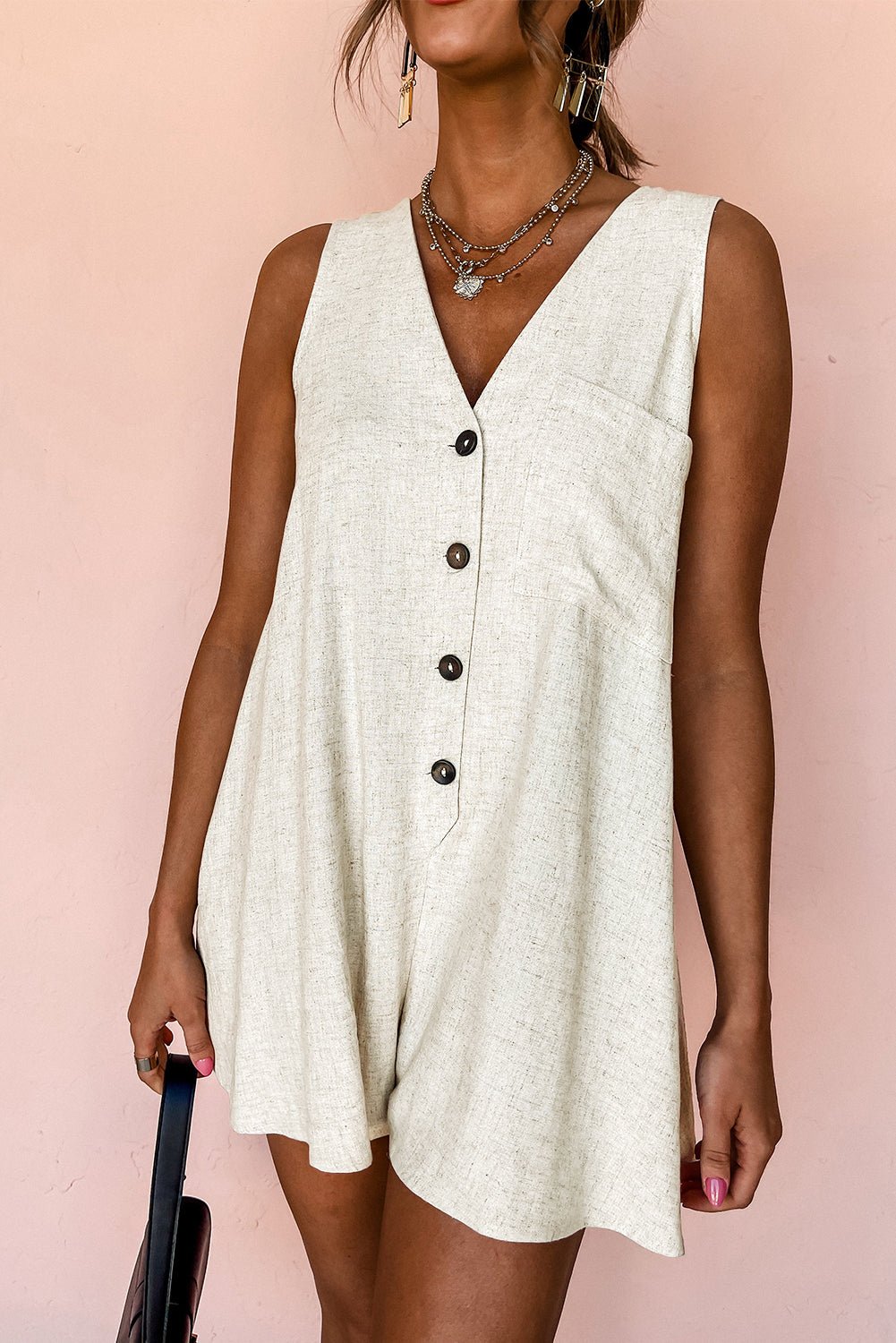 Chic Beige Romper: Summer's Must - Have Outfit - The Charming Petite