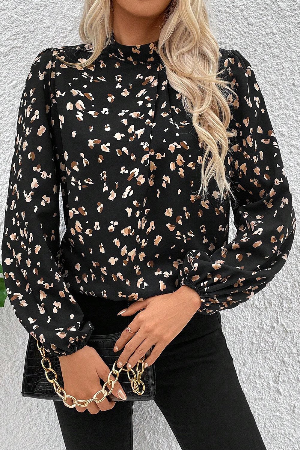 Elegant Pleated Leopard Print Top - The Charming Petite