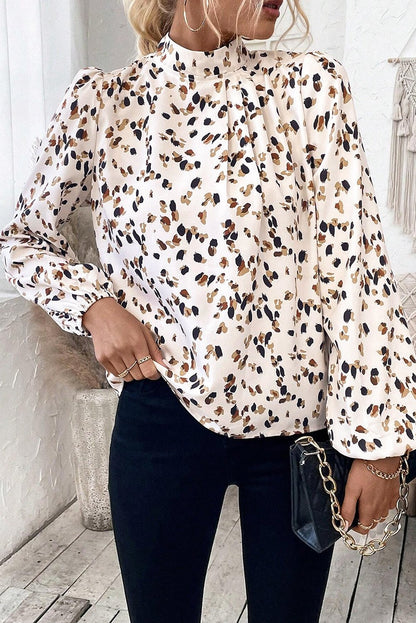 Elegant Pleated Leopard Print Top - The Charming Petite
