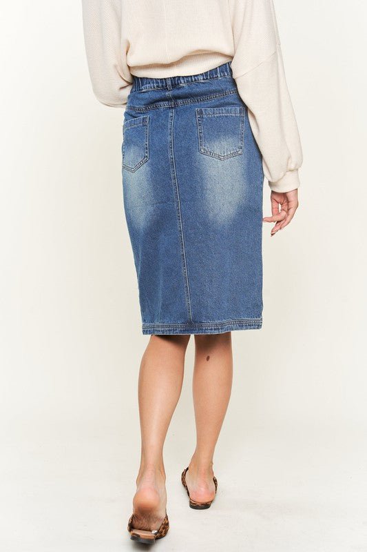 Front Slit Denim Skirt: Casual Chic - The Charming Petite