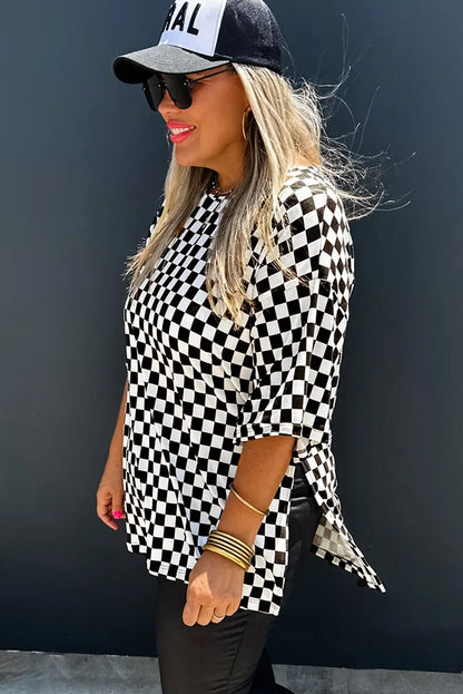 Modern Black Plaid Plus Size Tee - The Charming Petite