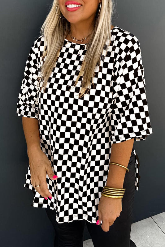 Modern Black Plaid Plus Size Tee - The Charming Petite