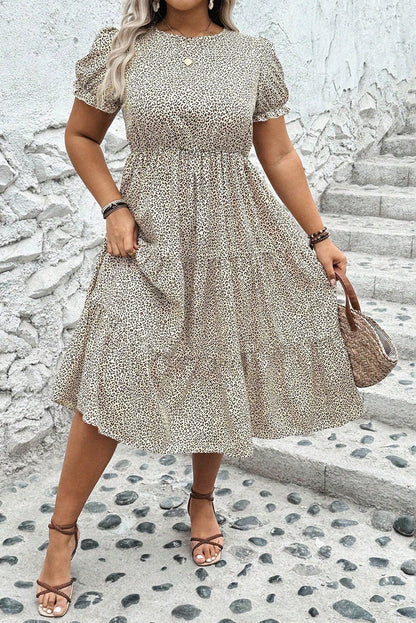 Stylish Beige Plus Size Dress - The Charming Petite