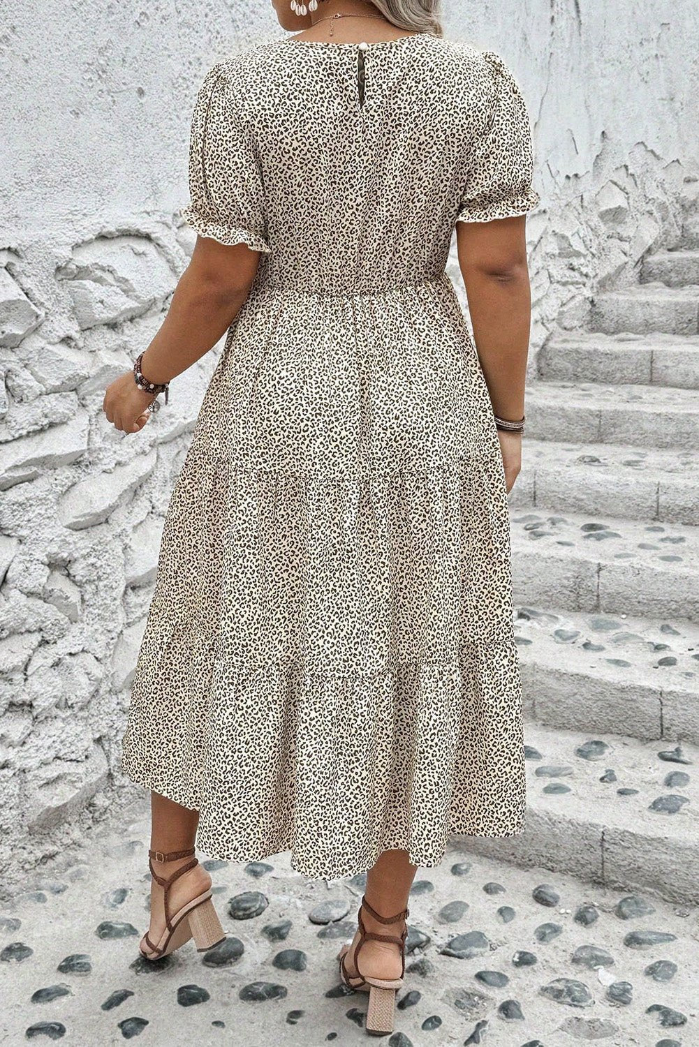 Stylish Beige Plus Size Dress - The Charming Petite
