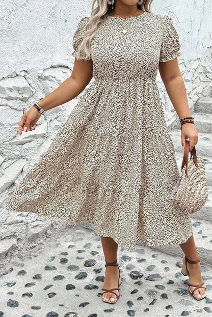 Stylish Beige Plus Size Dress - The Charming Petite