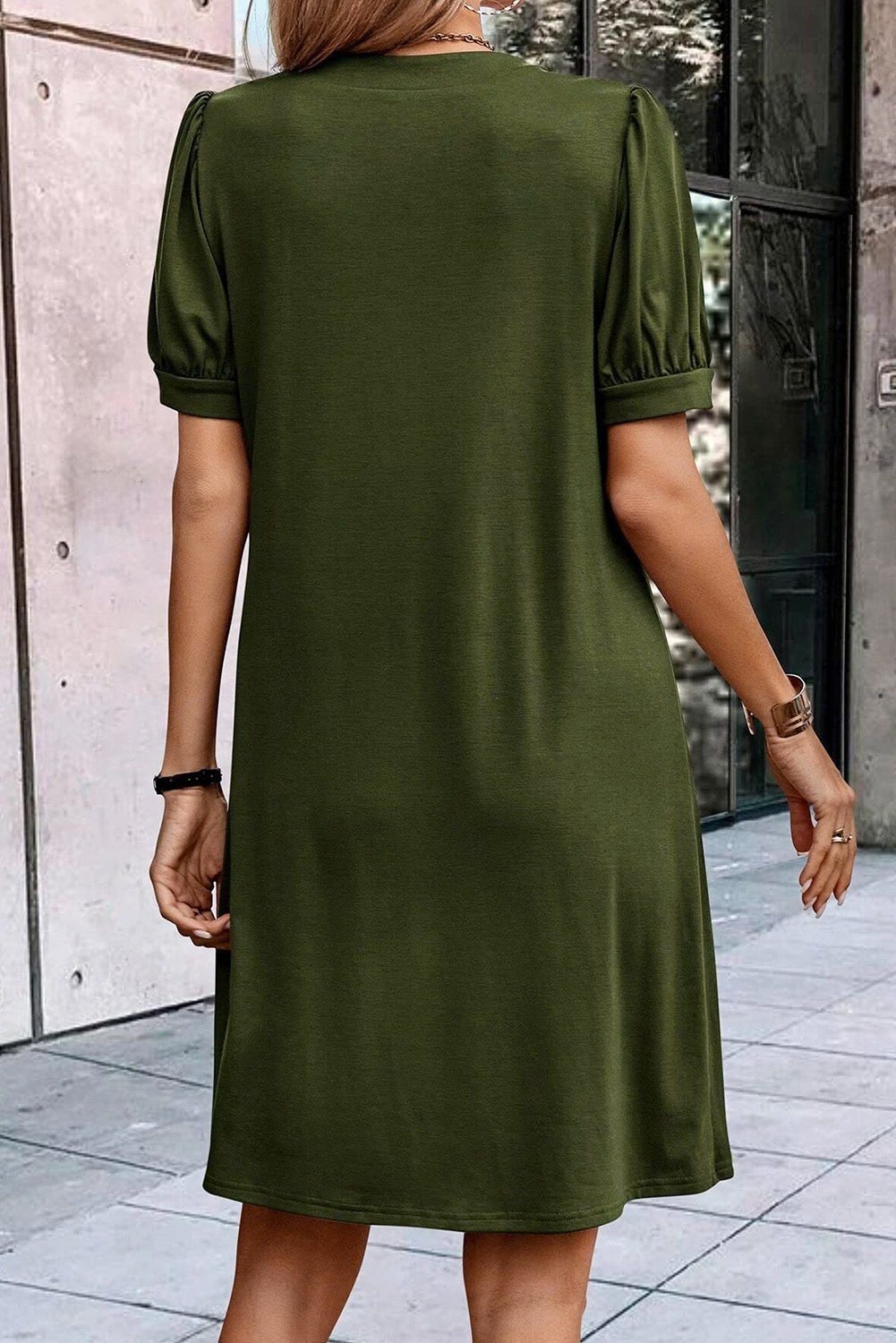 Stylish Notched Neck Casual Dress - The Charming Petite