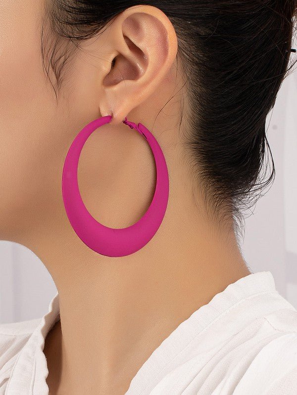 Large Color Coated Puffy Hoop Earrings - The Charming Petite
