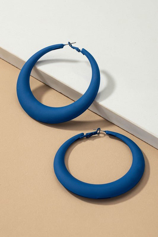 Large Color Coated Puffy Hoop Earrings - The Charming Petite