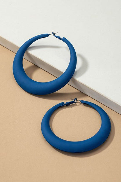 Large Color Coated Puffy Hoop Earrings - The Charming Petite
