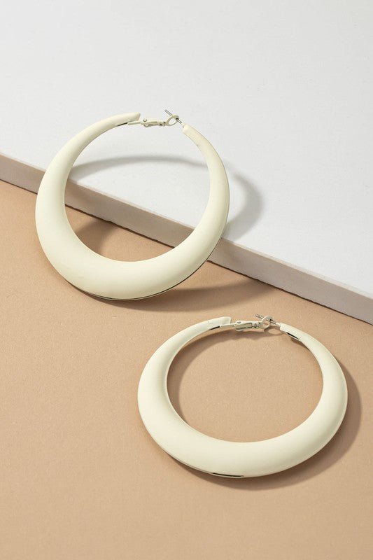 Large Color Coated Puffy Hoop Earrings - The Charming Petite